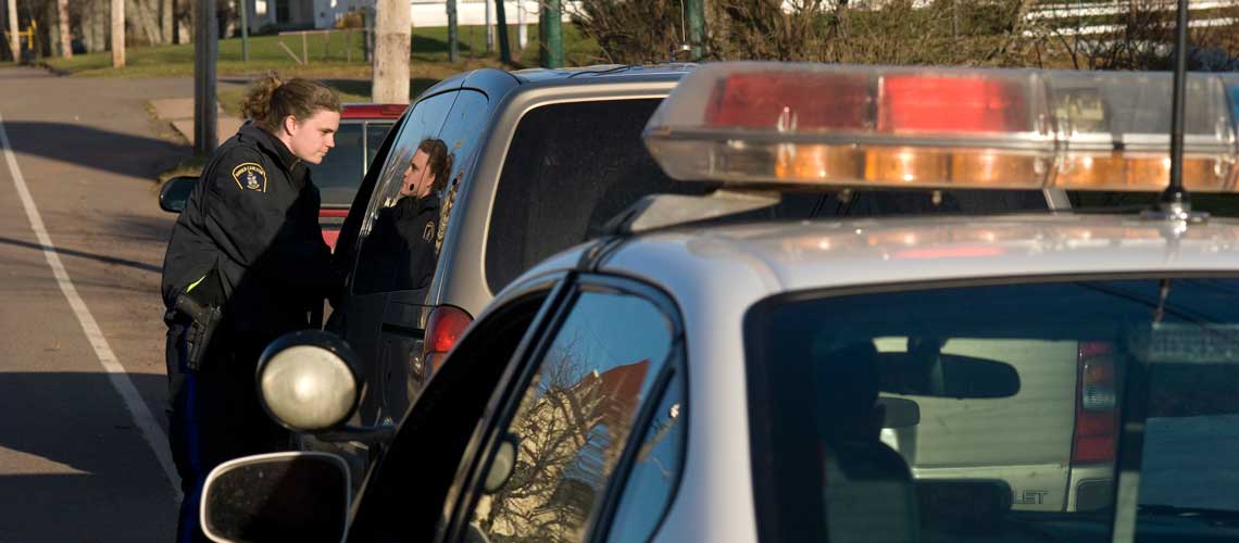 Image of road-side check stop by police, PEI Cannabis